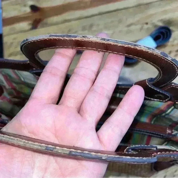 Fossil Woven Straw look Boho circle handle hand bag purse with shoulder strap - Picture 3 of 15